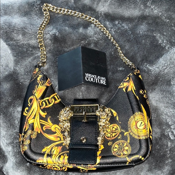 Versace Jeans Collection Handbags - Versace Jeans Couture Black and Gold Shoulder Bag